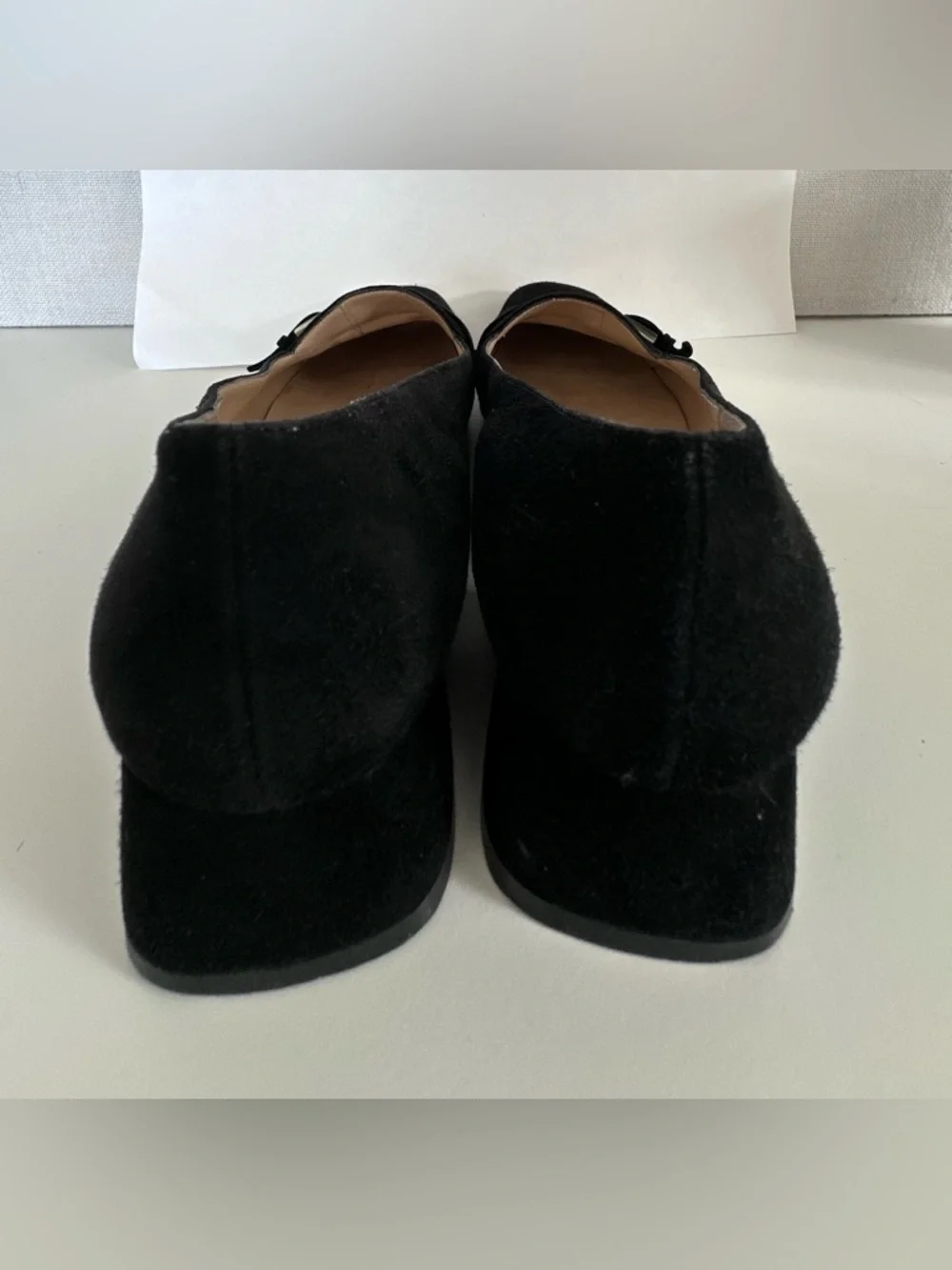 $950 SALVATORE FERRAGAMO Women’s Loafers Tortoiseshell Buckle Black Suede Size 8